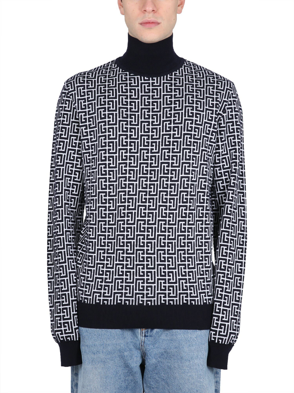 【送料&関税込】Balmain Logo Patch Double-collar Knit Sweate Balmain Logo Patch Double-collar Knit Sweater Balmain