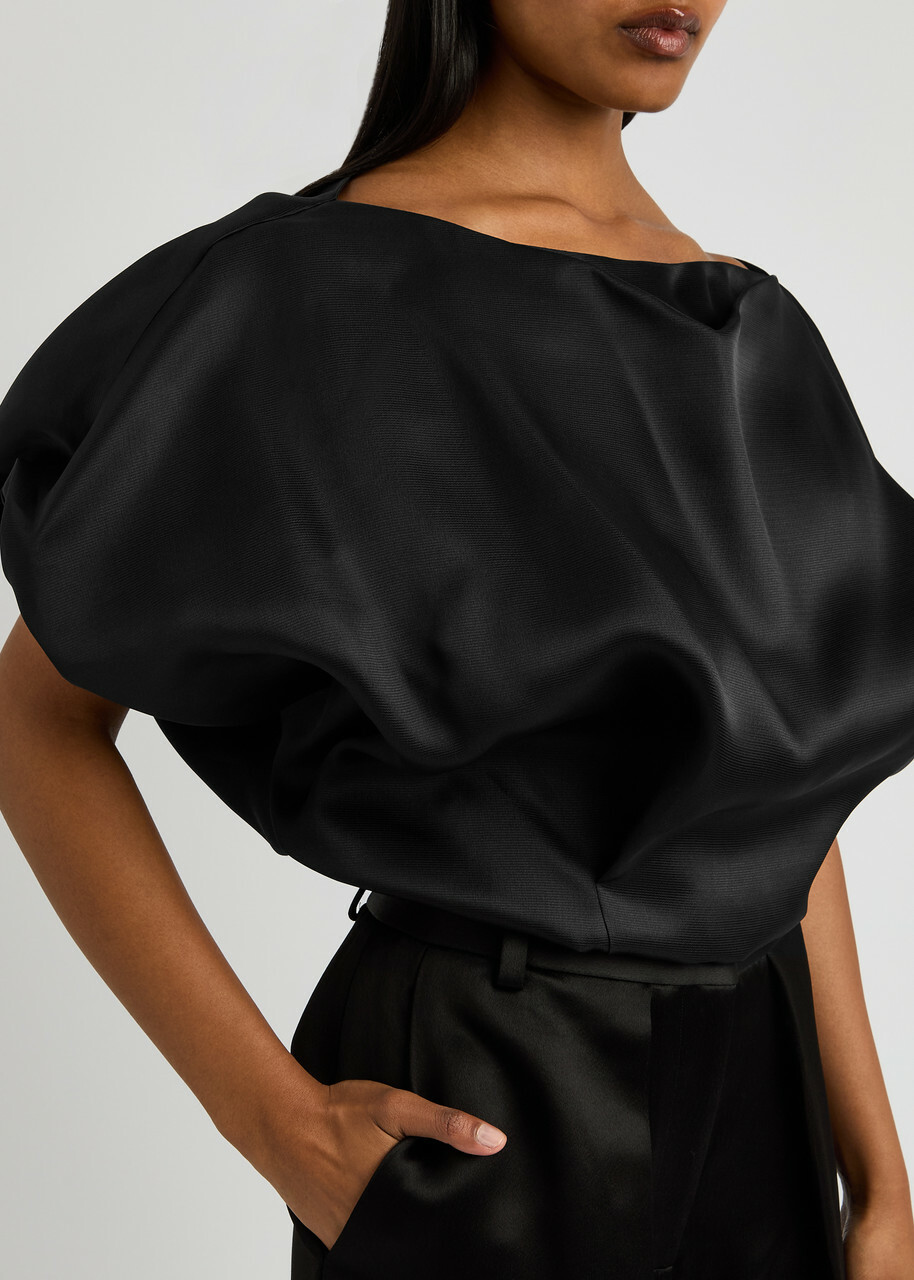Khaite Niles Draped Silk top Black Khaite