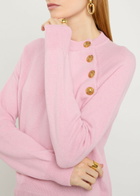 Balmain Embellished Wool and Cashmere-blend Jumper Rose
