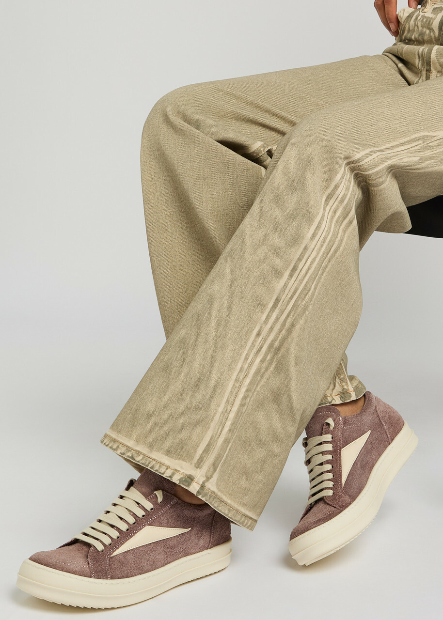 Rick Owens Vintage Panelled Brushed Suede Sneakers Taupe