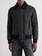Valstar - Cudden Plush-Trimmed Suede Down Jacket - Black