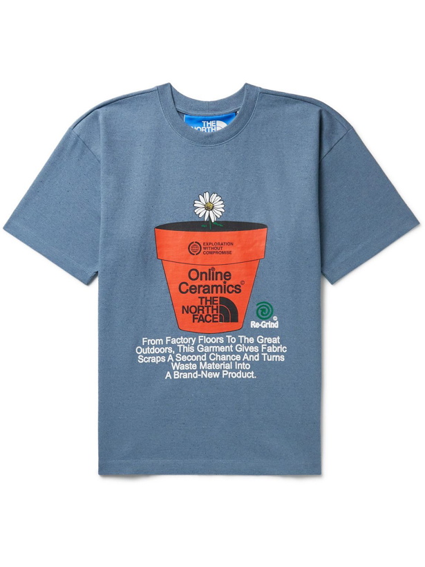 Photo: The North Face - Online Ceramics Printed Slub Cotton-Blend Jersey T-Shirt - Blue