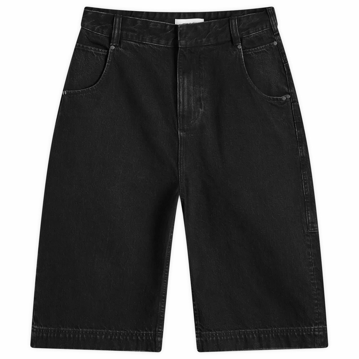 Entire Studios Men's Heavy Drop Crotch Shorts in Washed Black