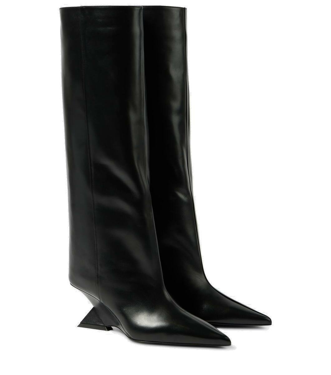 ブーツその他 The Attico Knee-High Black Leather Boots With Pointed Toe THE ATTICO Sienna leather knee boots | NET-A-PORTER