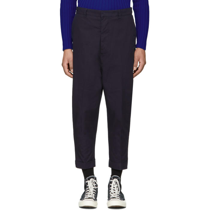 AMI by ALEXANDRE MATTIUSSI Size 28 Royal Blue Wool Twill Button Fly Dress Pants