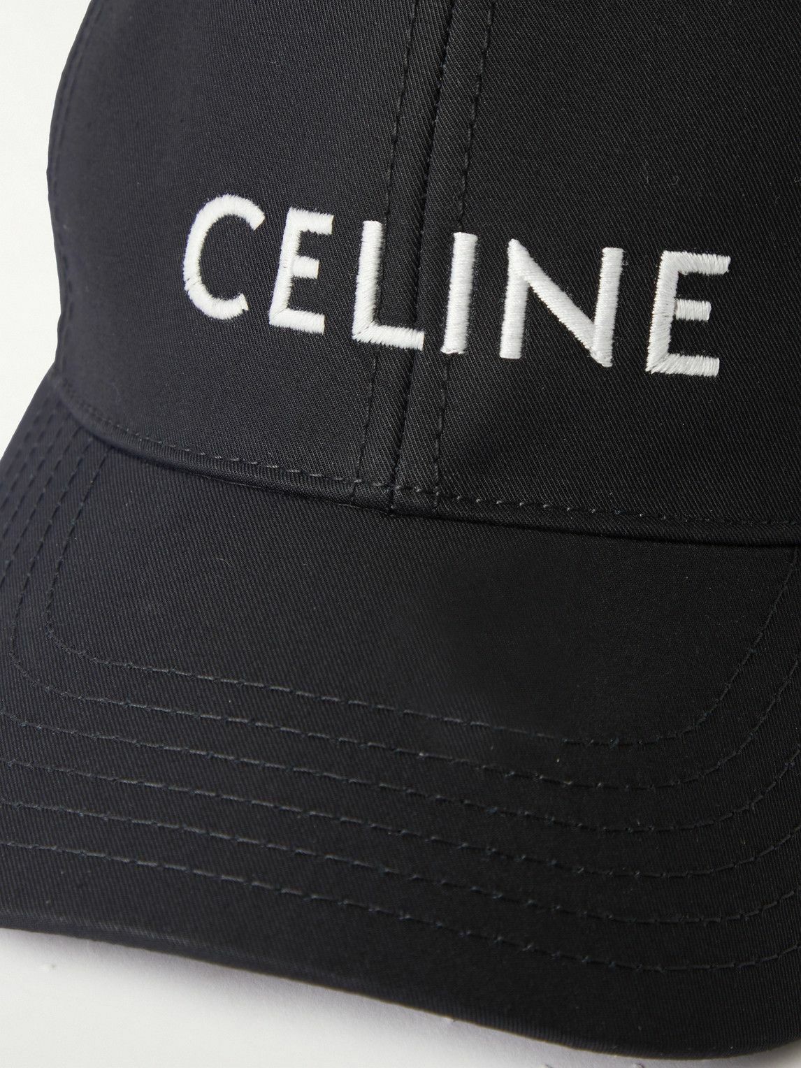 CELINE - Logo-Embroidered Cotton-Gabardine Baseball Cap - Black
