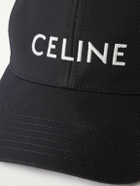 CELINE - Logo-Embroidered Cotton-Gabardine Baseball Cap - Black