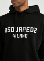 DSQUARED2 Cool Fit Logo Hooded Cotton Sweatshirt Black And White