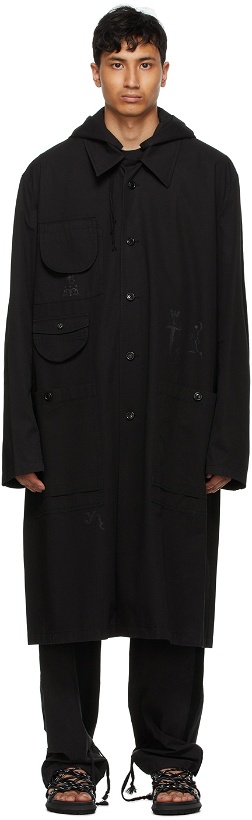 Photo: Hyein Seo Black Hooded Mac Coat