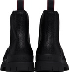 Hugo Black Grained Leather Chelsea Boots