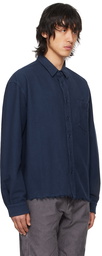 John Elliott Navy Solid Hemi Shirt