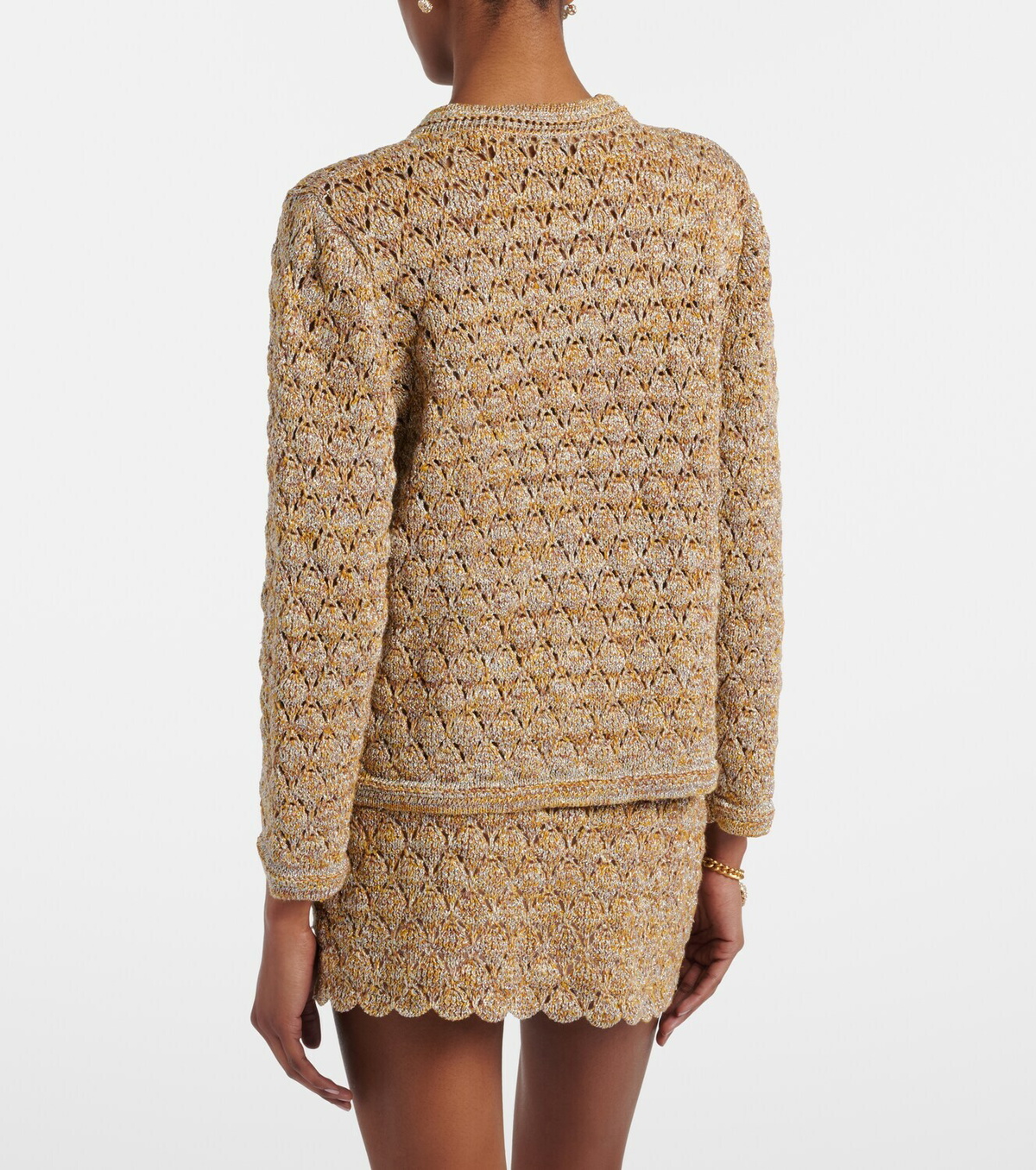 Valentino Open-knit linen-blend lamé cardigan