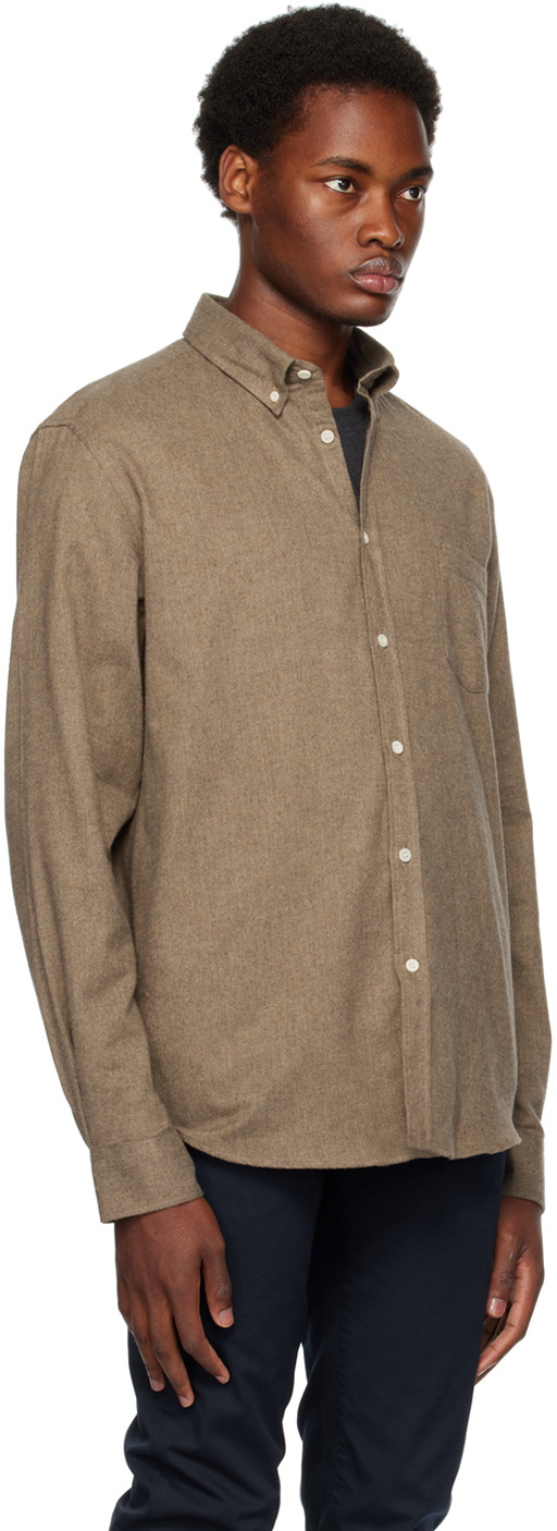 Sunspel Brown Button-Down Shirt Sunspel