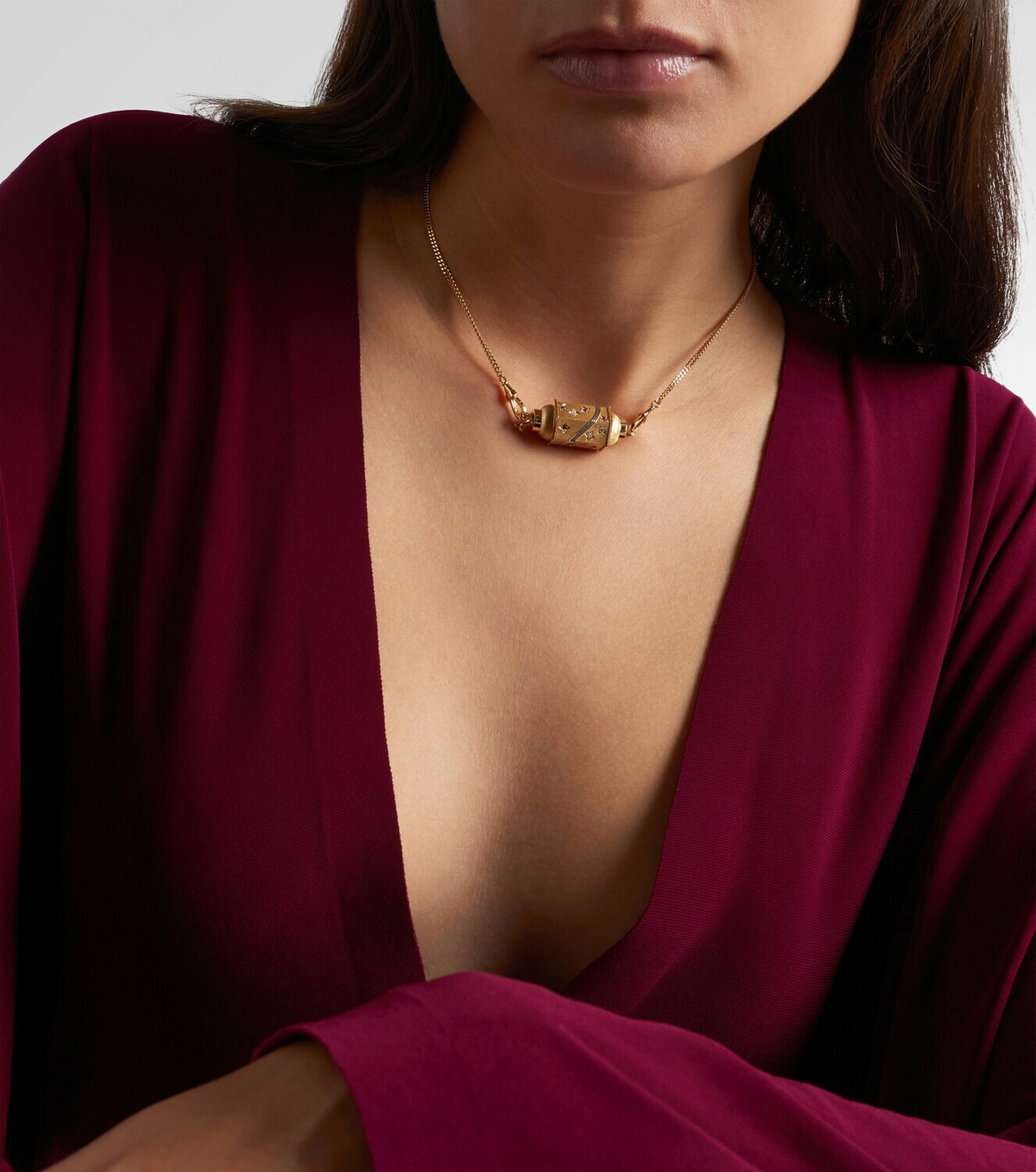 Marie Lichtenberg Milky Way 18kt gold pendant necklace with diamonds and rubies