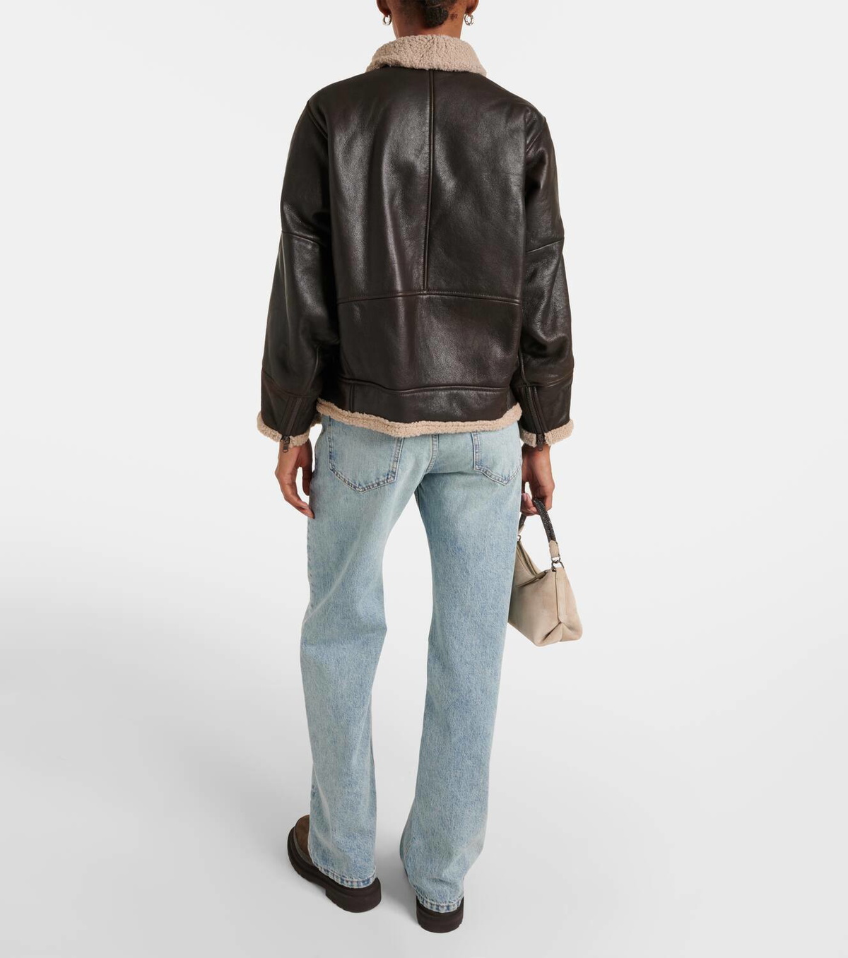 Brunello Cucinelli Shearling-lined leather jacket