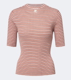 Courrèges Striped cotton-blend T-shirt