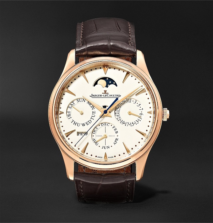Photo: JAEGER-LECOULTRE - Master Ultra Thin Perpetual Automatic 39mm 18-Karat Rose Gold and Alligator Watch, Ref. No. 1302520 - Neutrals