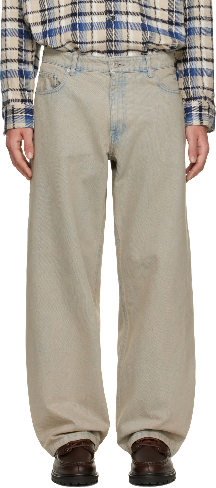 COOR Beige Back Side Color Washed Jeans