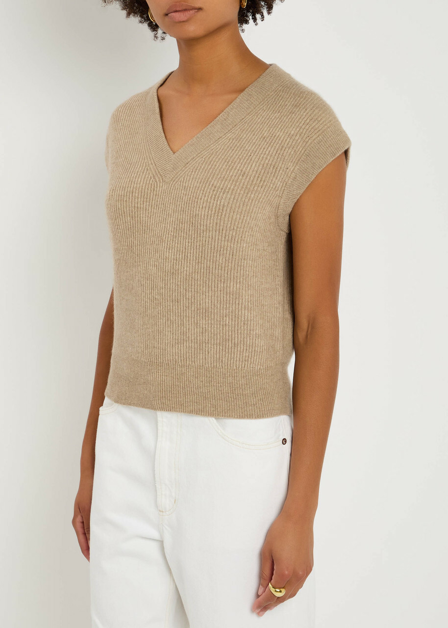 Guest In Residence Ribbed Cashmere Vest Taupe