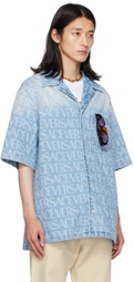 Versace Blue Allover Denim Shirt