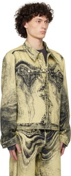 CAMPERLAB Yellow & Black Distorted Print Denim Jacket