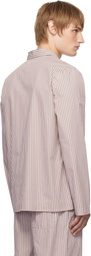 Tekla Purple & White Poplin Long-Sleeved Pyjama Shirt