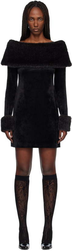 Photo: Anna Sui Black Stretch Velour Minidress