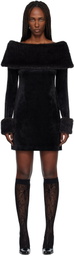 Anna Sui Black Stretch Velour Minidress