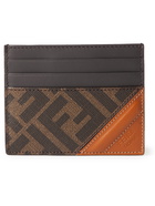 FENDI - Leather-Trimmed Monogrammed Coated-Canvas Cardholder