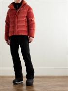 Zegna - Leather-Trimmed Quilted Hooded Cotton-Blend Corduroy Down Jacket - Red