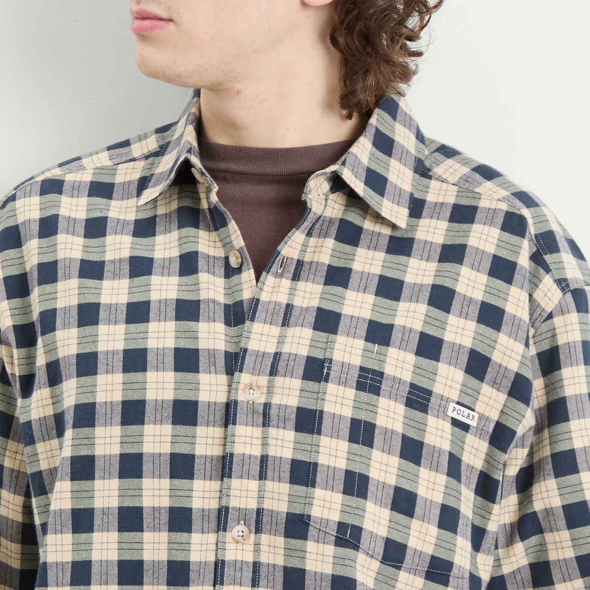 Polar Skate Co. Men's Mitchell Check Shirt in Teal/Butter