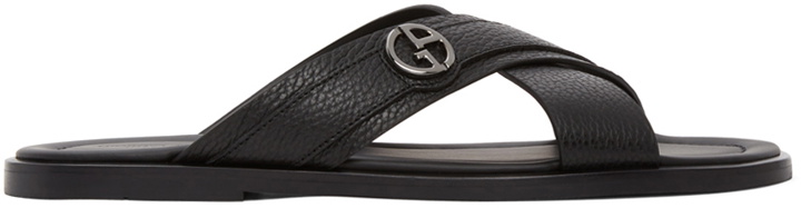 Photo: Giorgio Armani Black Logo Sandals