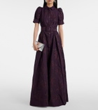 Rebecca Vallance Afina belted floral brocade gown