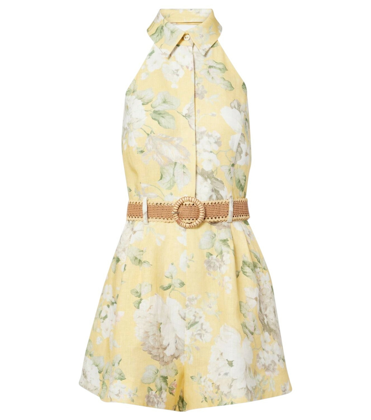 【Zimmermann】Acacia halterneck linen romper Zimmermann Acacia Linen Halter Romper | Saks Fifth Avenue