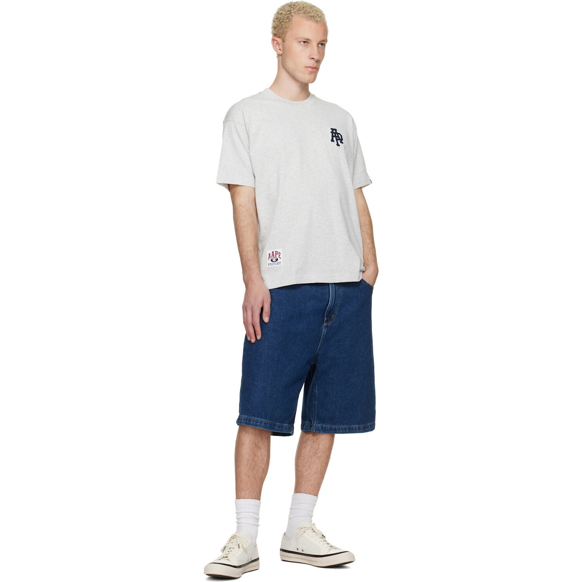 AAPE by A Bathing Ape Gray Logo Patch T-shirt