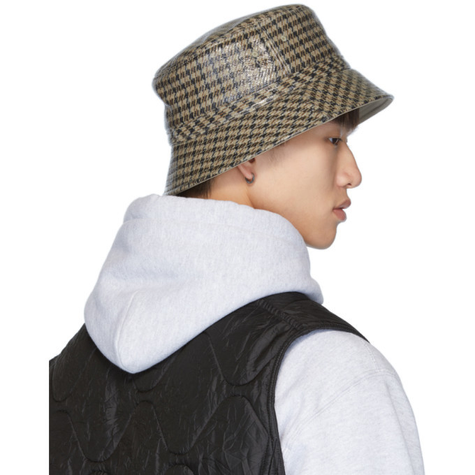 Name. Brown Laminated Tweed Bucket Hat