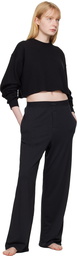 SKIMS Black Cotton Fleece Cropped Sweatshirt