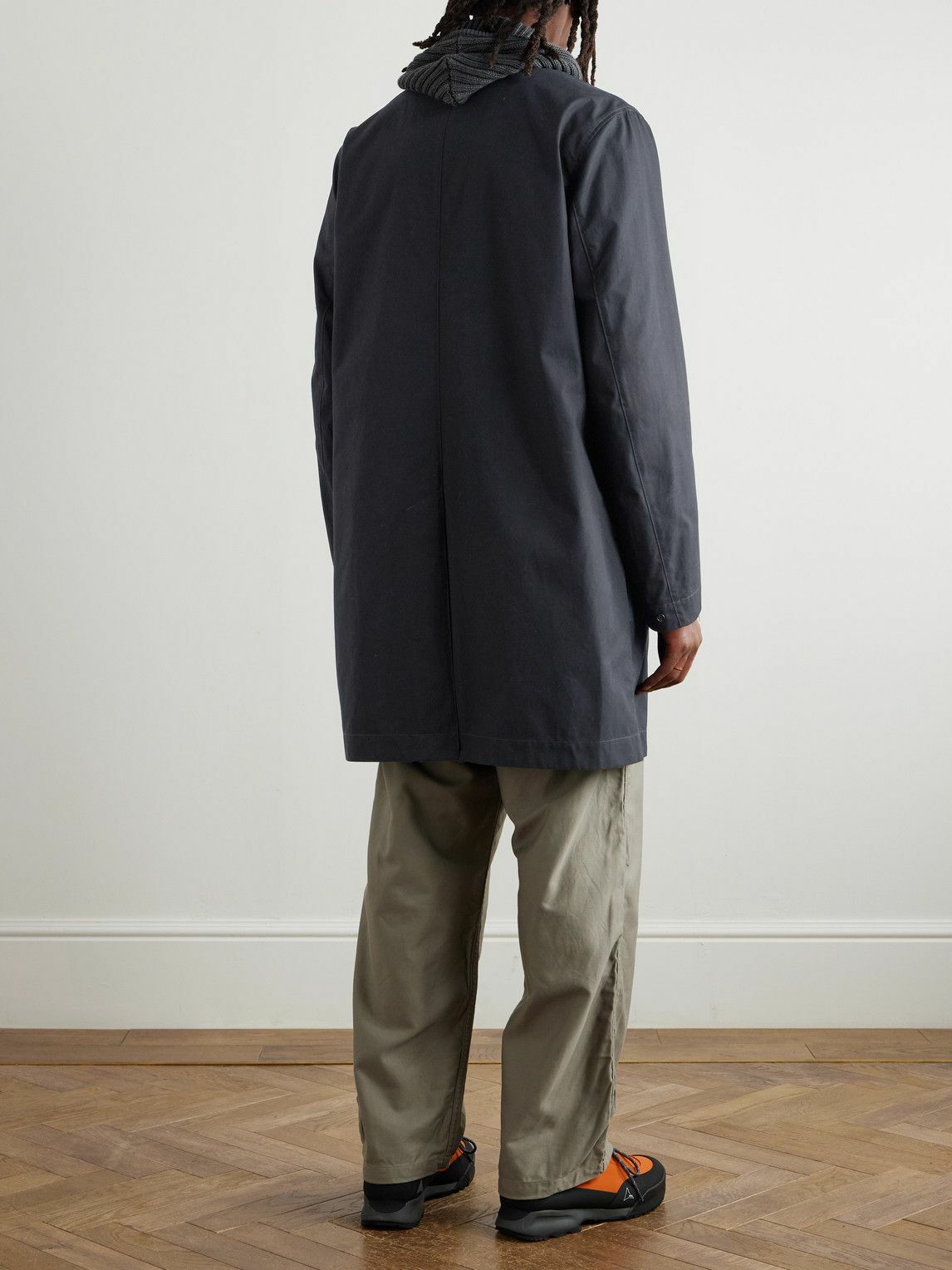 Stone Island - Ghost Logo-Appliquéd Organic Cotton-Canvas Trench Coat - Black