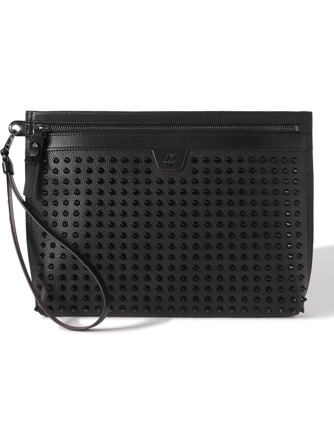 Christian Louboutin bag men's clutch second leather CITY POUCH black  1225143 spike studs