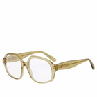 Loewe Eyewear Women's Loewe Curvy Acetate Glasses in Shiny Dark Green 
