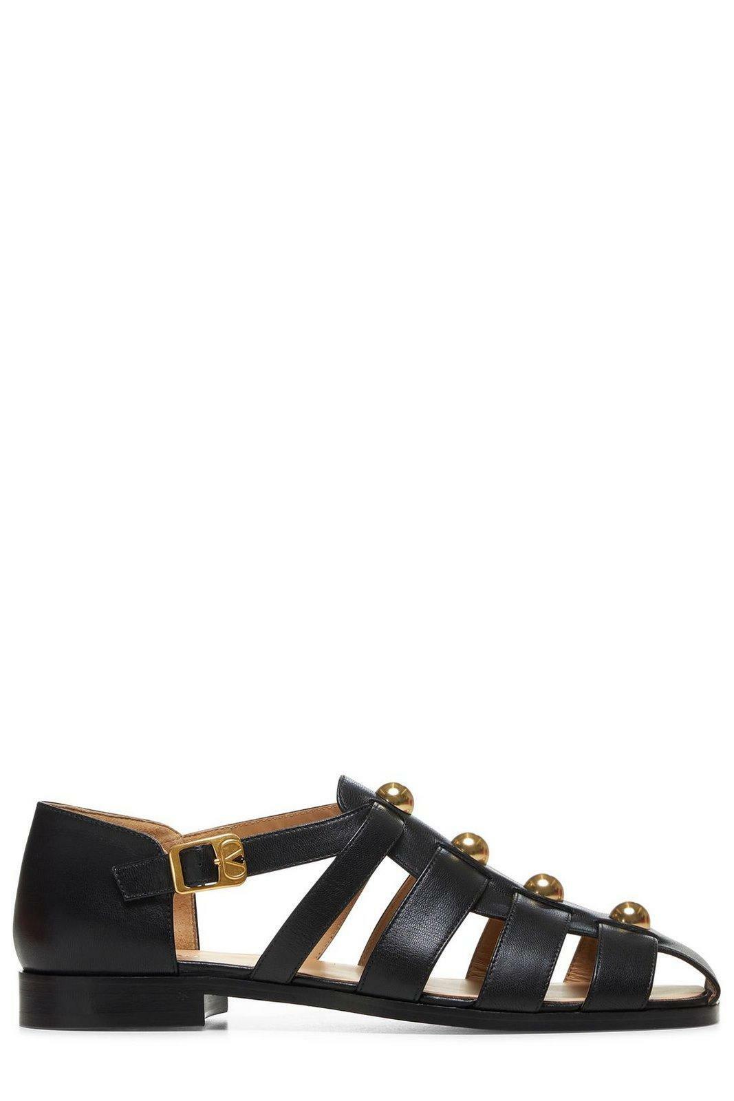 サンダル VALENTINO Brown leather Studshield sandals Valentino Garavani Brown Leather Studshield Sandals