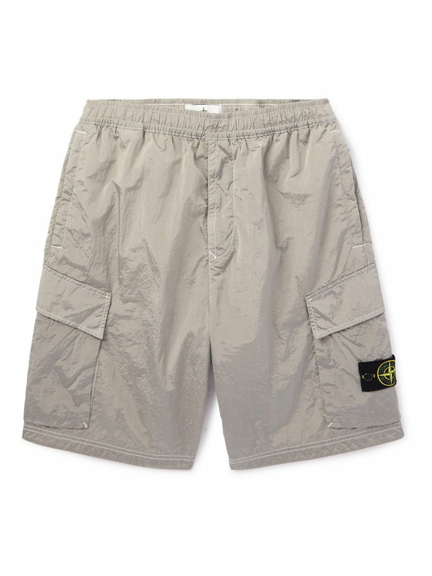 Photo: Stone Island - Straight-Leg Logo-Appliquéd Nylon Metal Cargo Shorts - Gray