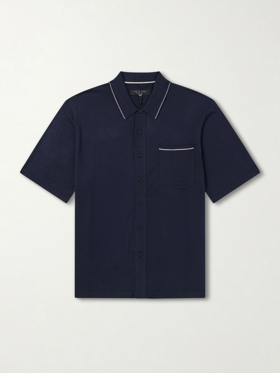 Rag & Bone - Conrad Cotton and Silk-Blend Polo Shirt - Blue