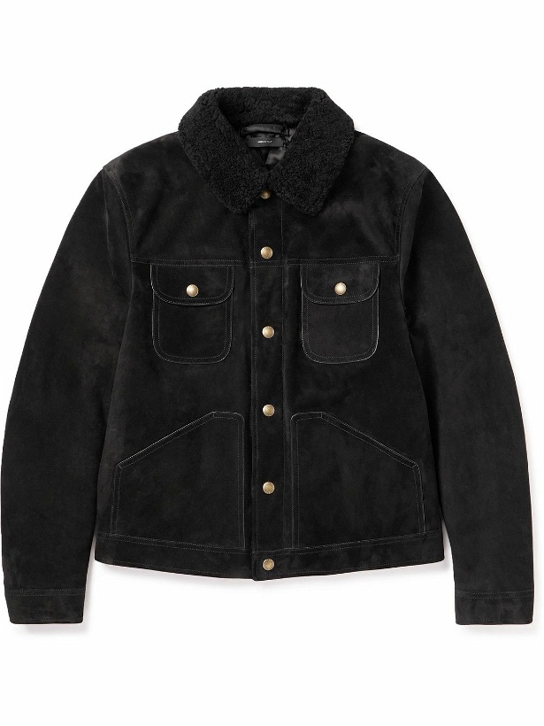 Photo: TOM FORD - Shearling-Trimmed Suede Trucker Jacket - Black