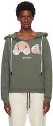 Palm Angels Khaki Bear Ripped Hoodie