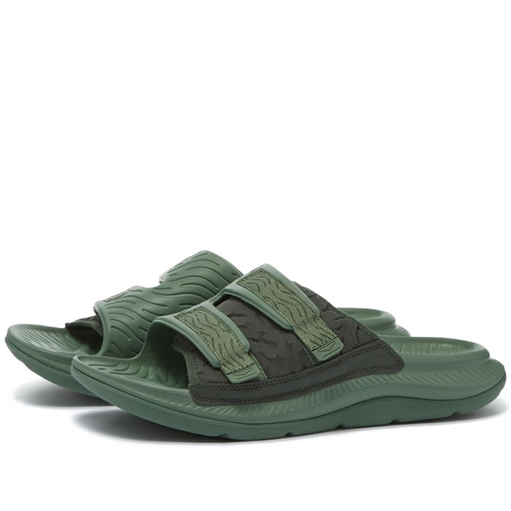Photo: Hoka One One Men's U Ora Luxe Sneakers in Thyme/Loden Frost