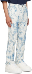 Feng Chen Wang White & Blue Printed Trousers