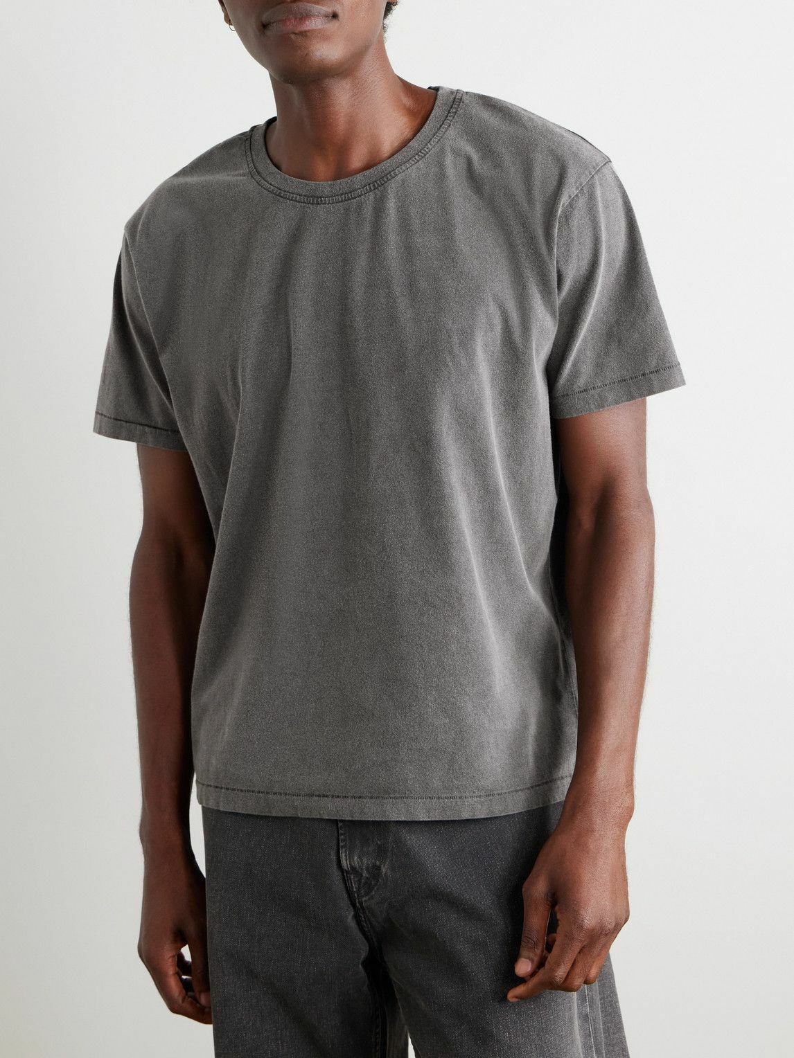 mfpen - New Garment-Dyed Brushed Organic Cotton-Jersey T-Shirt - Gray