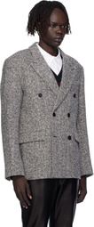 Ernest W. Baker Black & White Six Button Double-Breasted Blazer