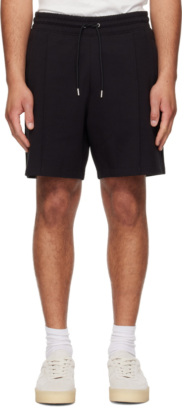 Photo: Hugo Black Stacked-Logo Trim Shorts